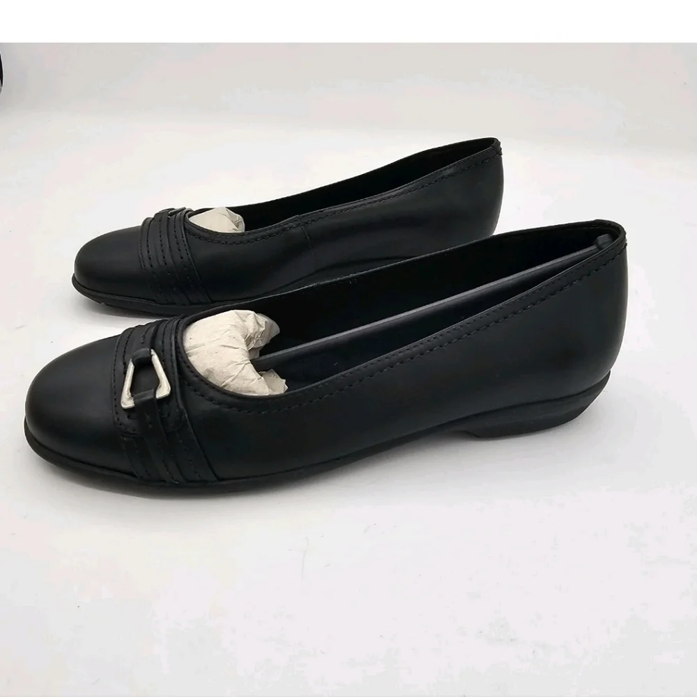 Walking Cradles Flynn Black Leather Slip On Ballet Flats Shoes Size 5 - Picture 13 of 14
